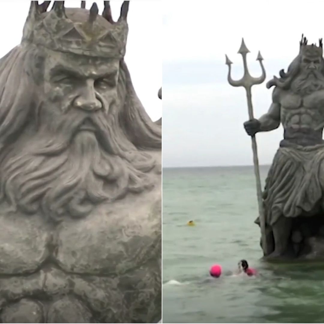 Cuándo y quién puso la estatua de Poseidón en Progreso, Yucatán