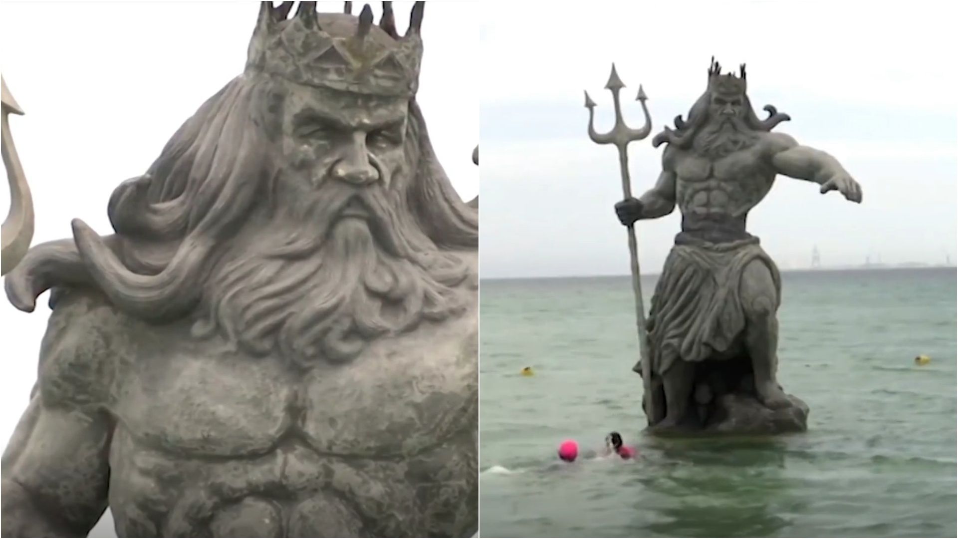 Cuándo y quién puso la estatua de Poseidón en Progreso, Yucatán