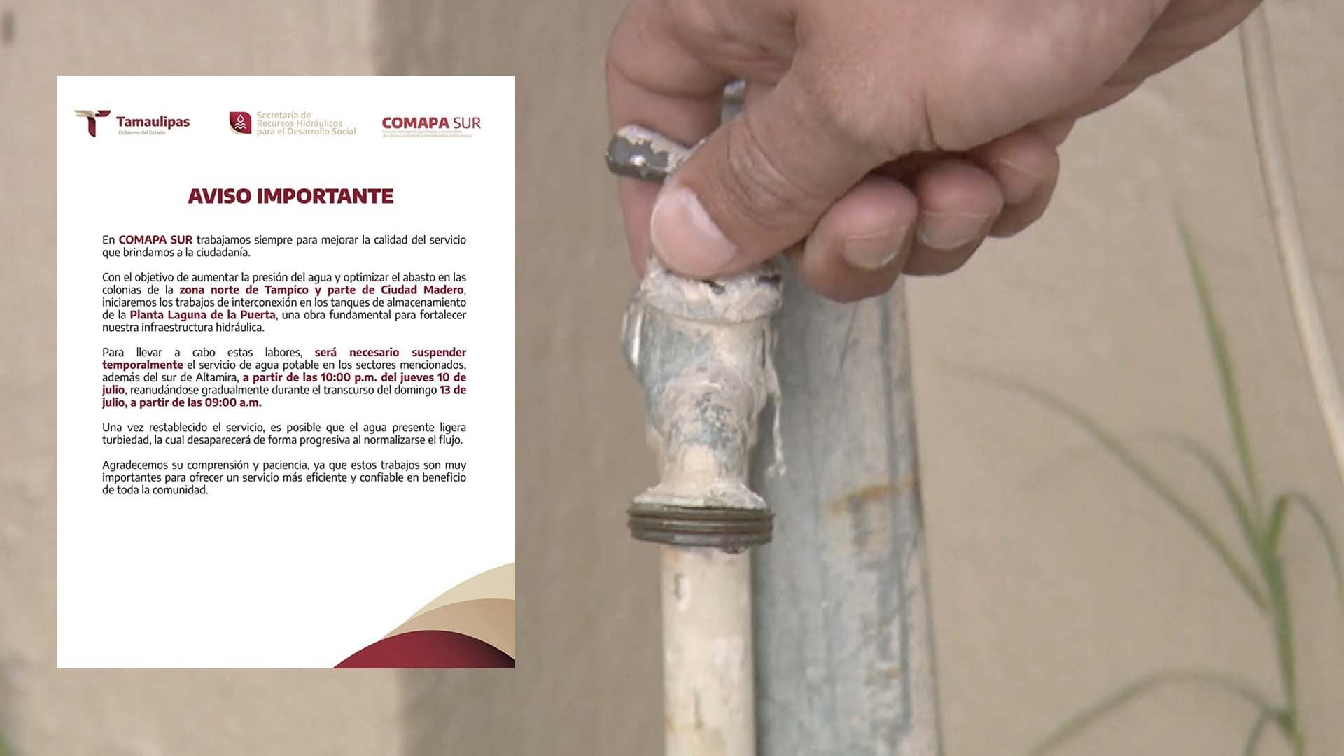 Mega Corte de Agua en Tampico, Madero y Altamira: Lista de Sectores Afectados del 10 al 13 Julio
