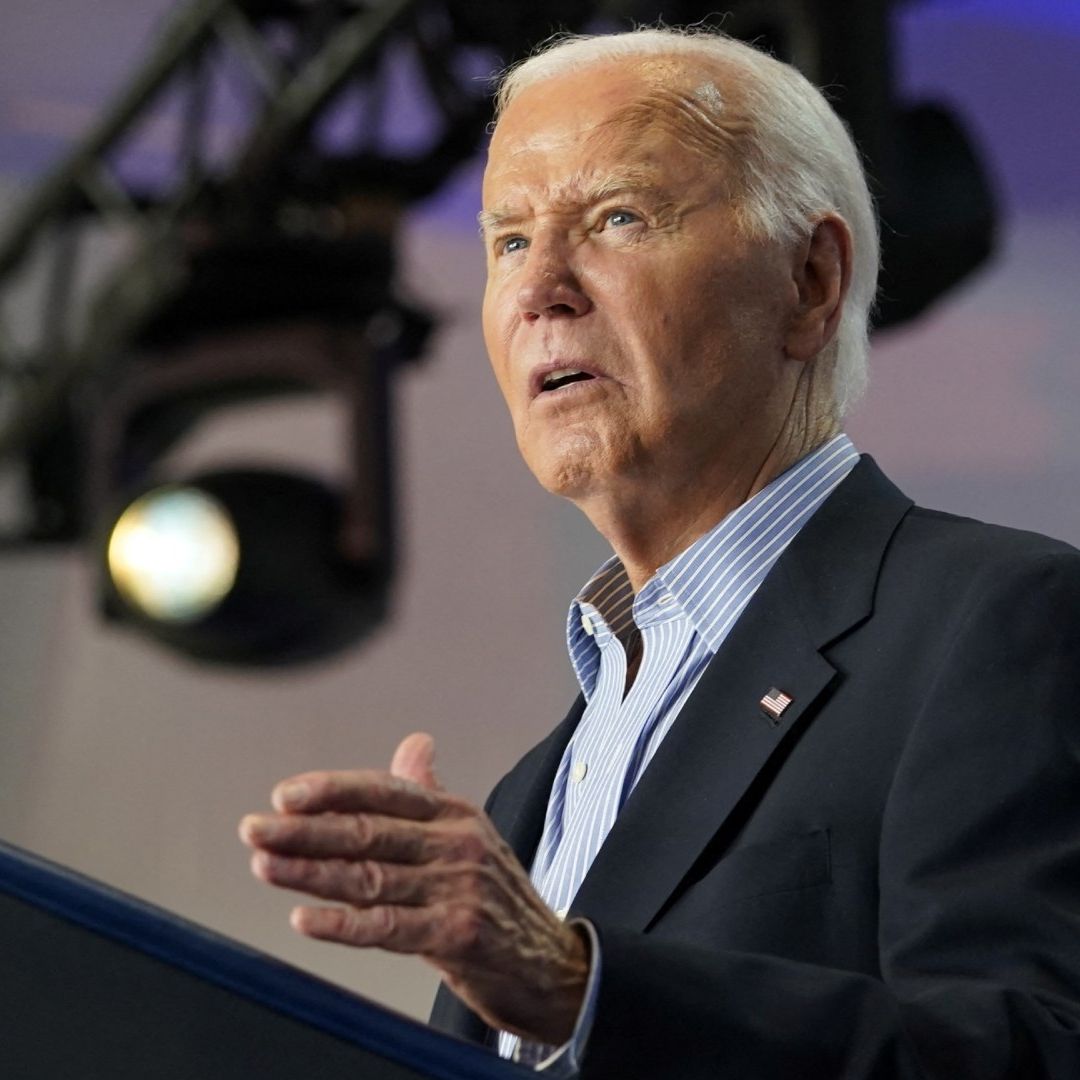 El presidente Joe Biden durante un evento de campaña en Sherman Middle School, en Madison, Wisconsin.