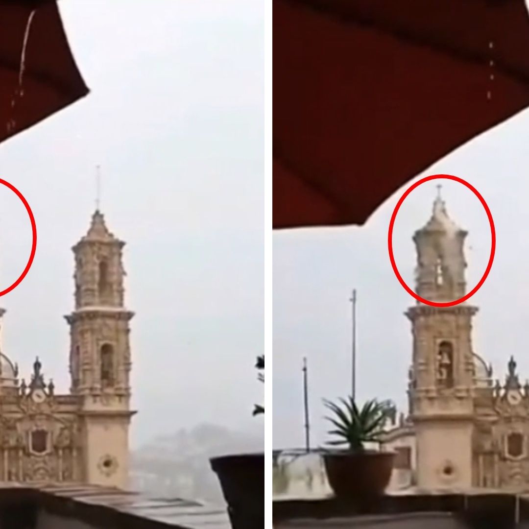 Video | Rayo Impacta Sobre Torre de la Catedral de Santa Prisca, en Taxco