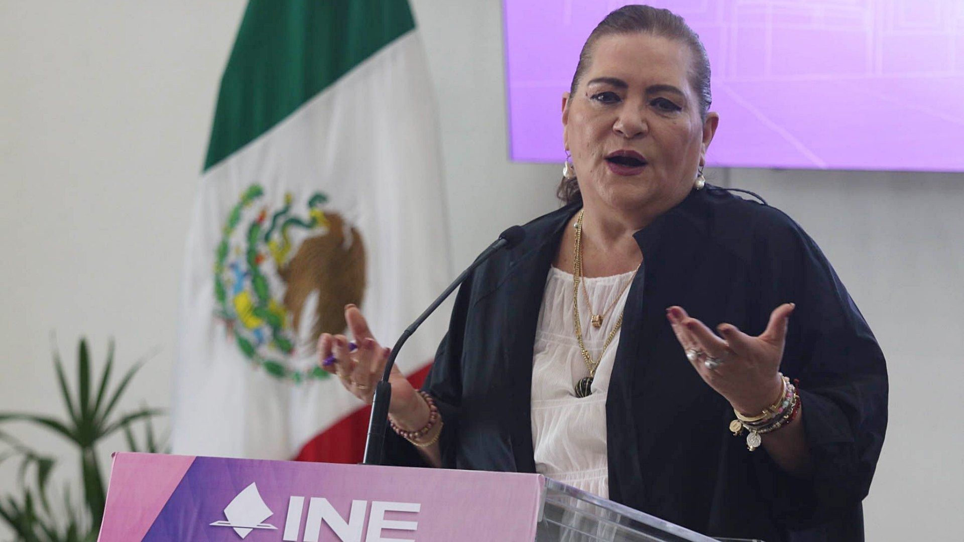 Guadalupe Taddei, consejera presidenta del INE, en conferencia