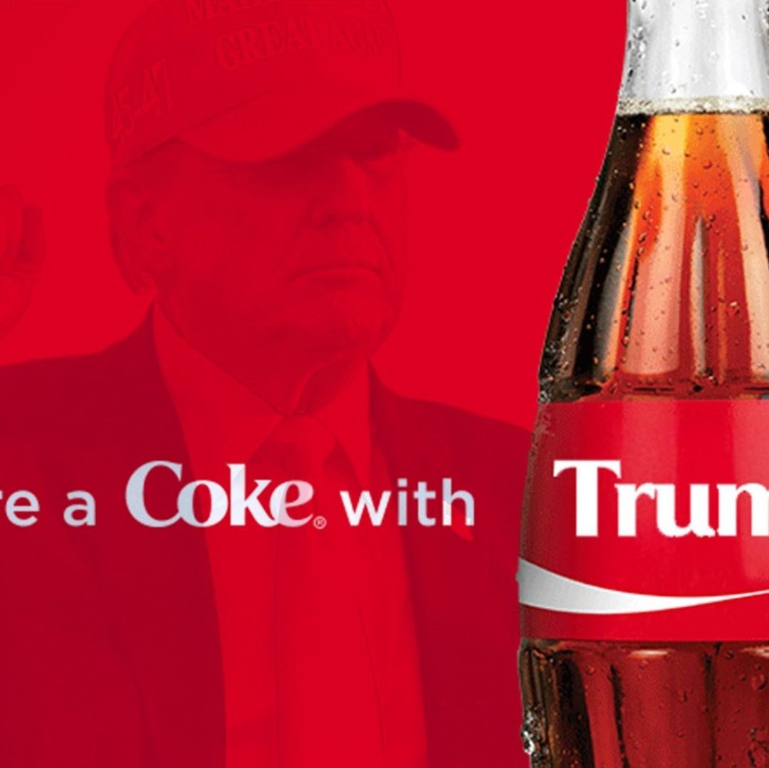 La Casa Blanca acompañó el anuncio presidencial con material gráfico que incluye una botella personalizada con el nombre "Trump".