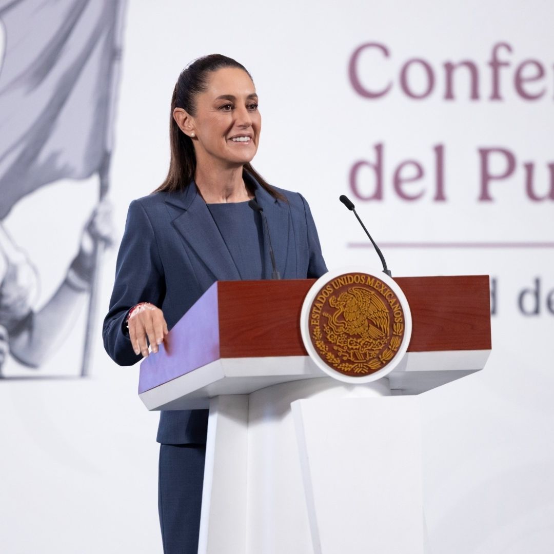 Claudia Sheinbaum durante conferencia en Palacio Nacional