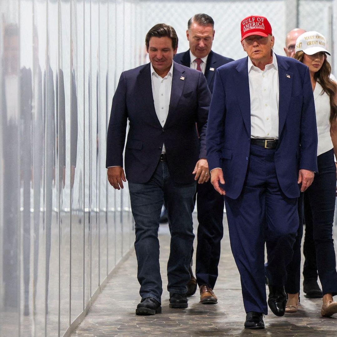 Donald Trump durante su inauguración de Alligator Alcatraz