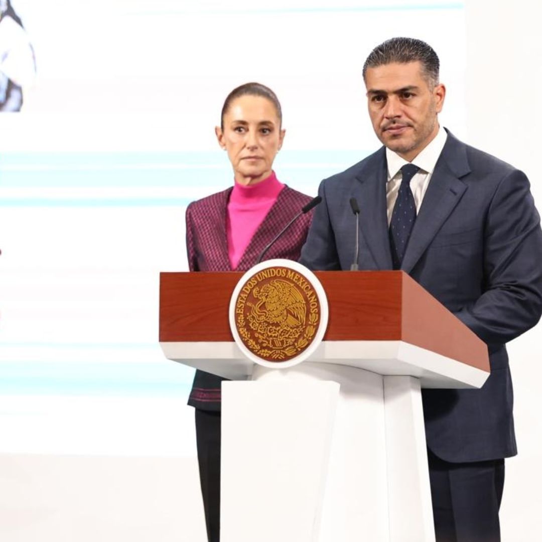 Omar García Harfuch y Claudia Sheinbaum en Palacio Nacional