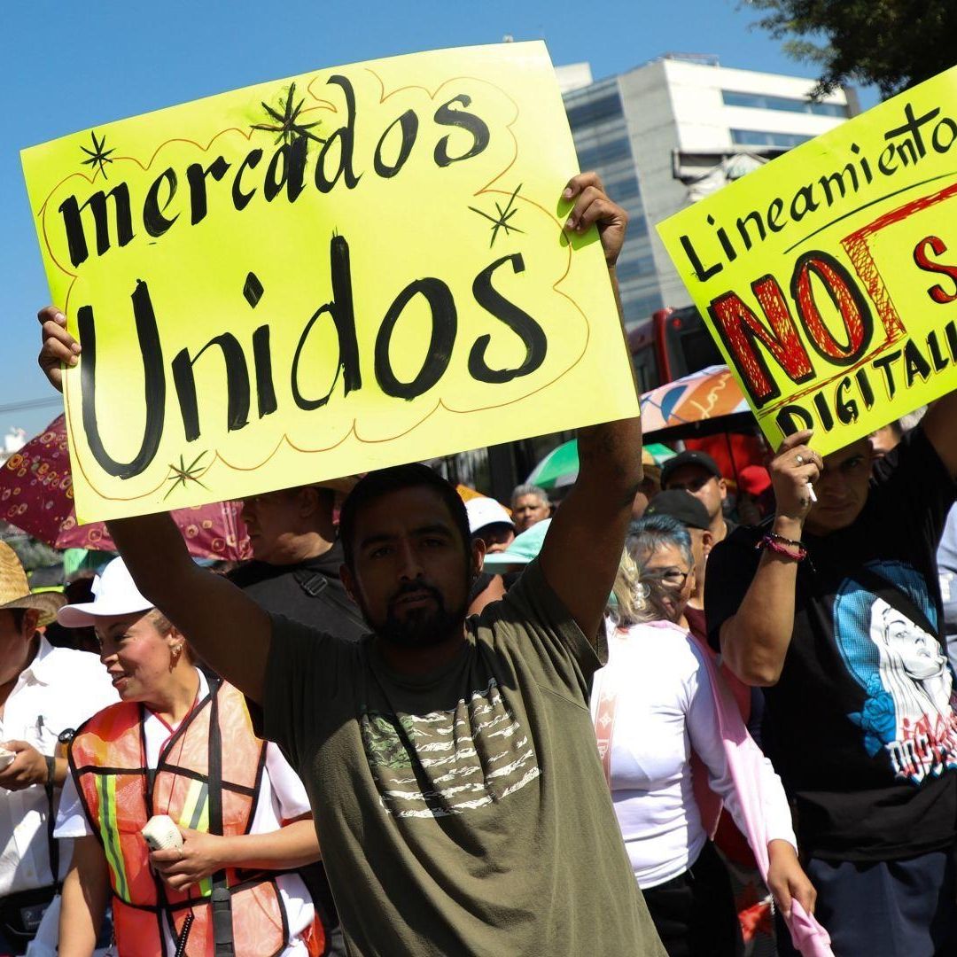 Manifestación de comerciantes de mercados públicos de CDMX