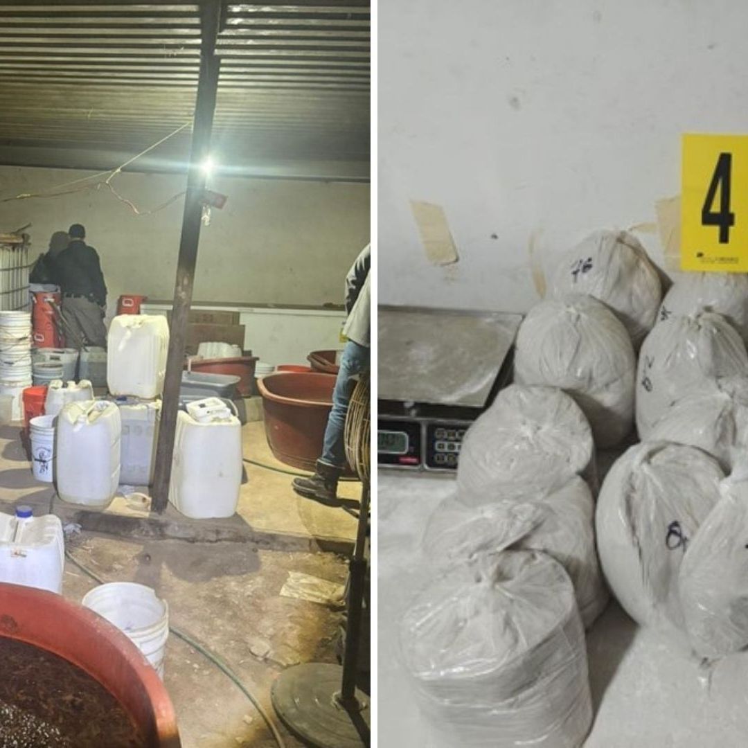Aseguran Casa en BC con Metanfetamina, Casi 100 Litros de Gasolina y un Narcolaboratorio