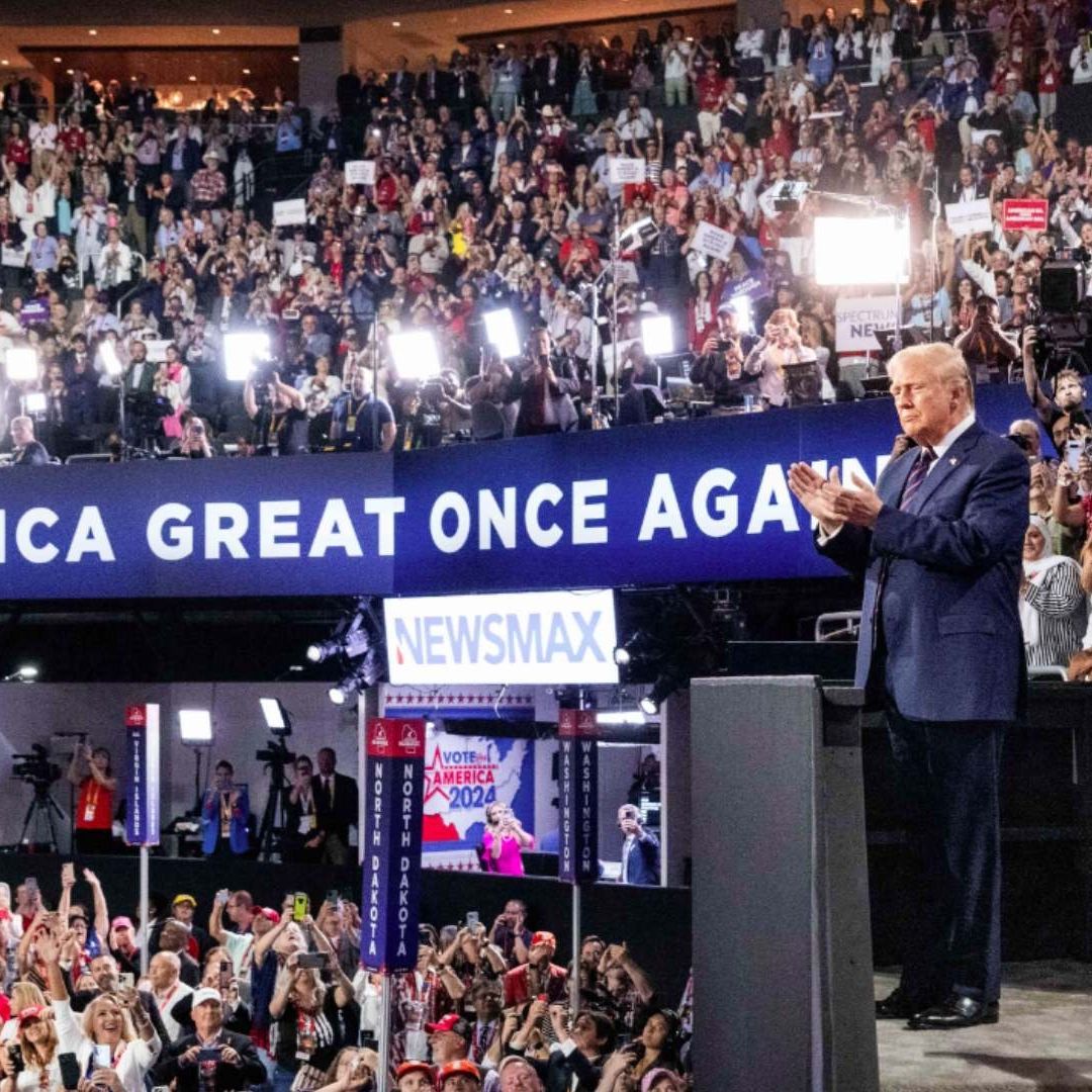 El presidente Donald Trump en la noche que aceptó ser el candidato republicano a la presidencia de Estados Unidos, julio 18 de 2024
