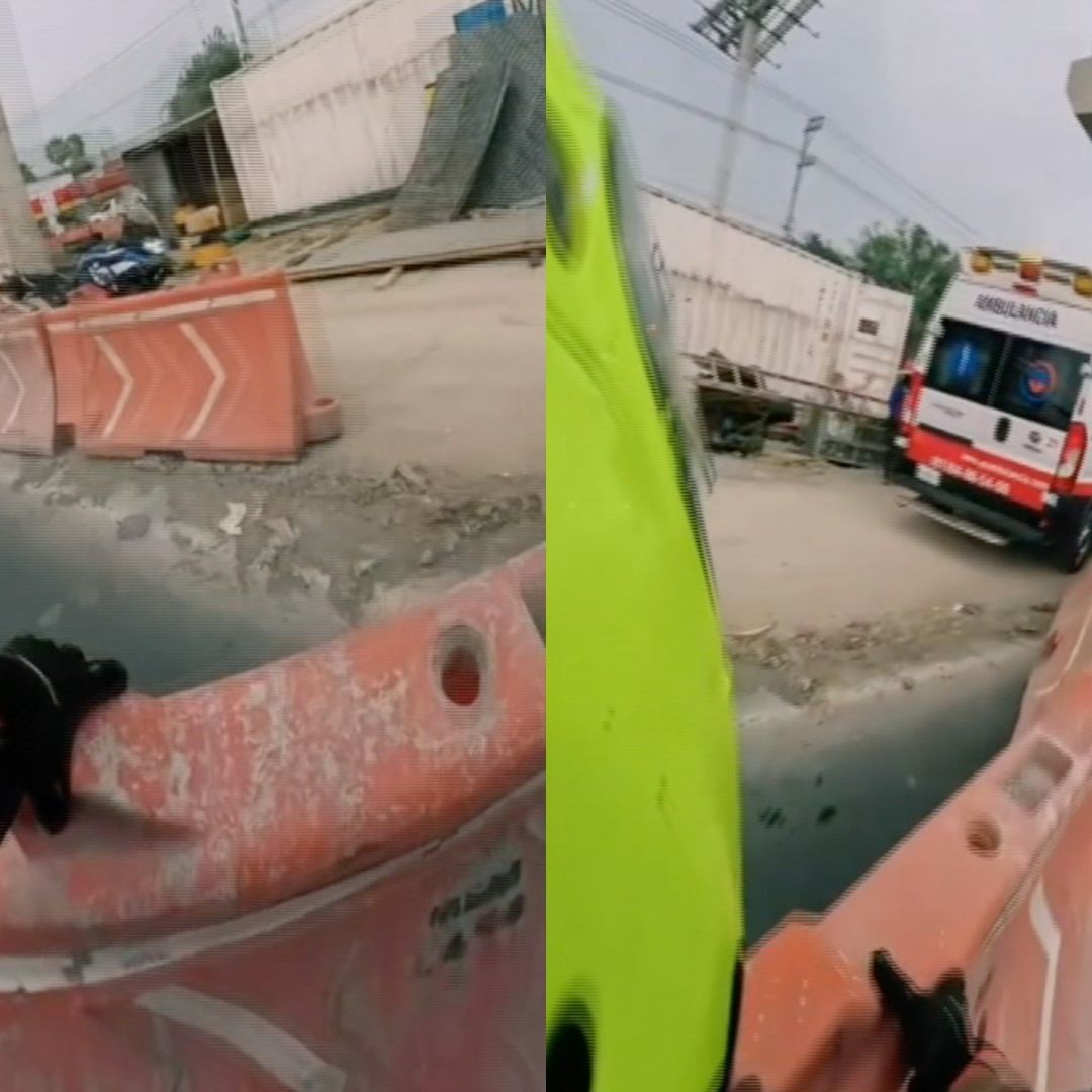 Motociclista ayuda a ambulancia a avanzar en tráfico de Guadalupe