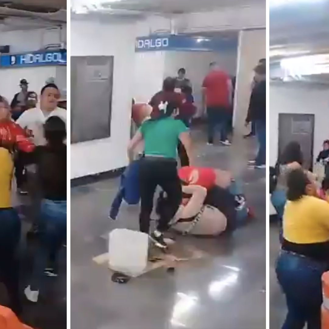Vagoneros Protagonizan Riña en el Metro Hidalgo de la CDMX, Transeúntes la Ignoran