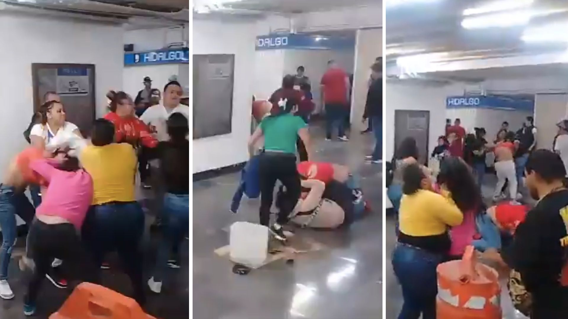 Vagoneros Protagonizan Riña en el Metro Hidalgo de la CDMX, Transeúntes la Ignoran