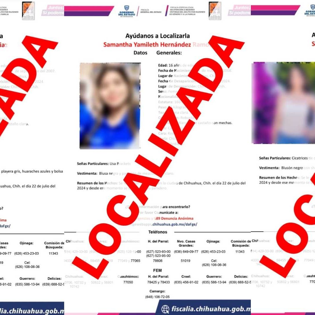 Las Tres Jóvenes Desaparecidas Fueron Localizadas Sanas y Salvas Foto: Fiscalía de Chihuahua