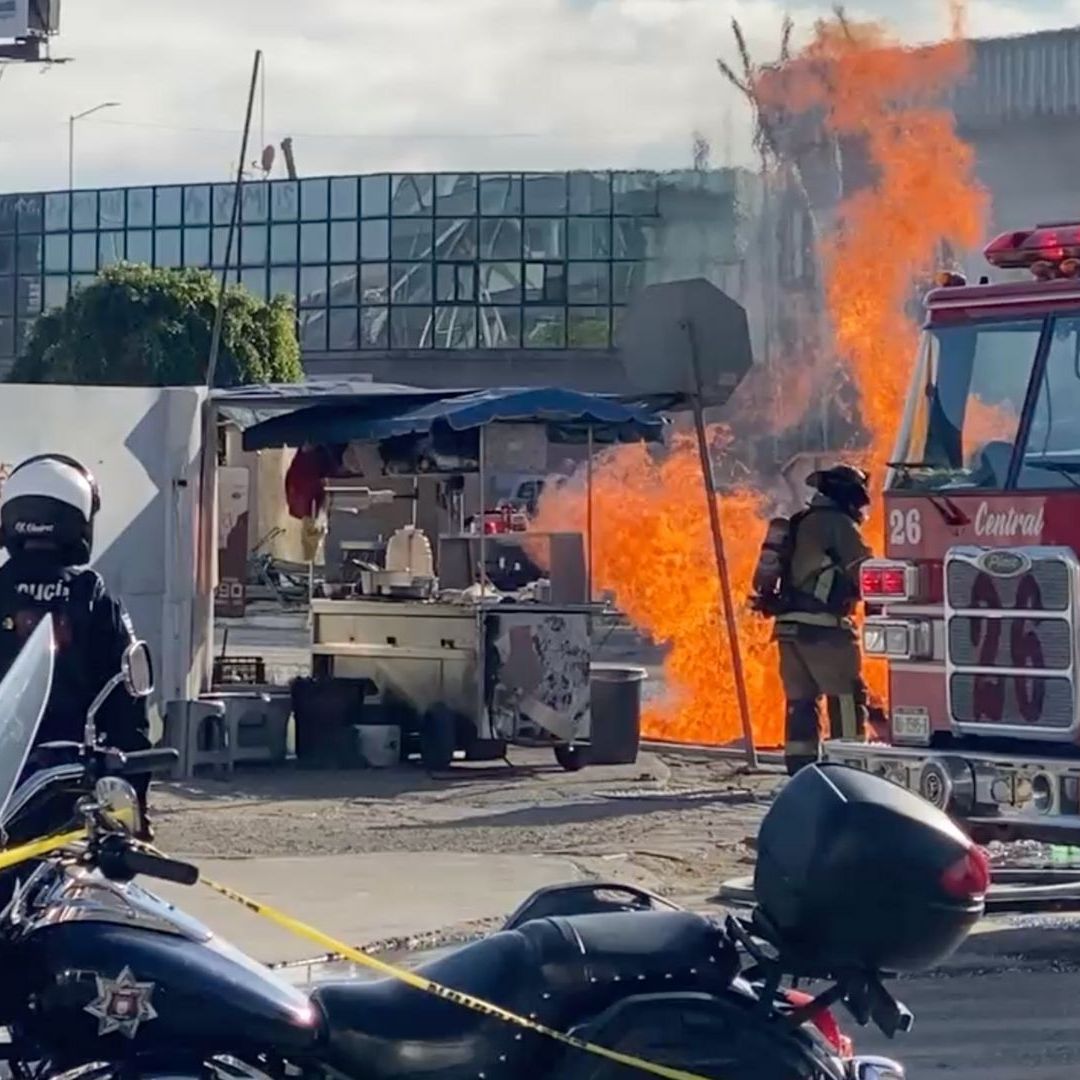 Perforan Tubería de Gas en Construcción de Viaducto de Tijuana y Generan Incendio