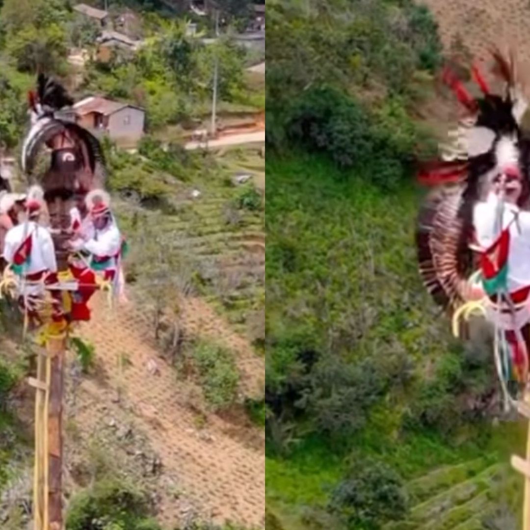 Voladores de Santa María Coyomeapan Puebla casi Sufren Accidente en Feria de la Manzana 2025
