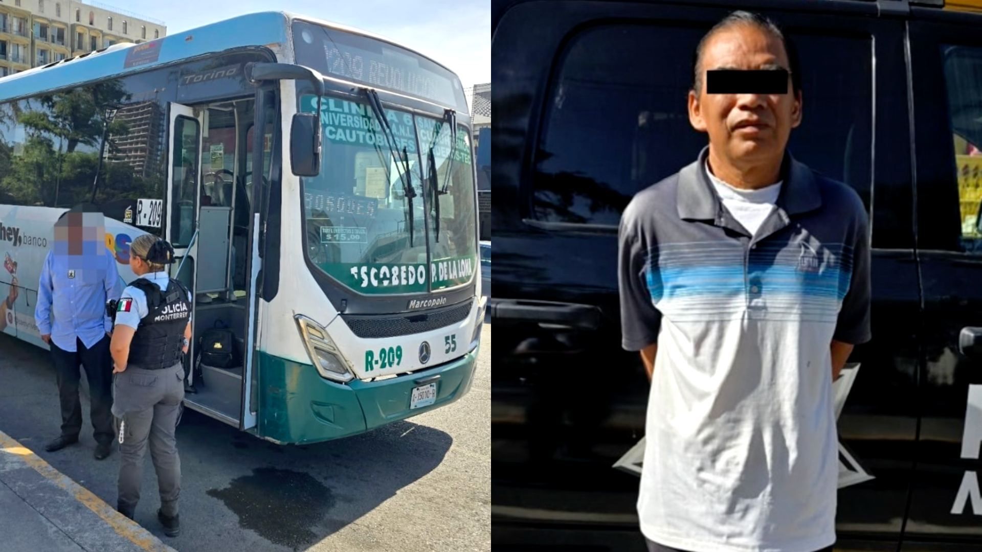 Presunto acosador detenido por Policía de Monterrey en camión ruta 209