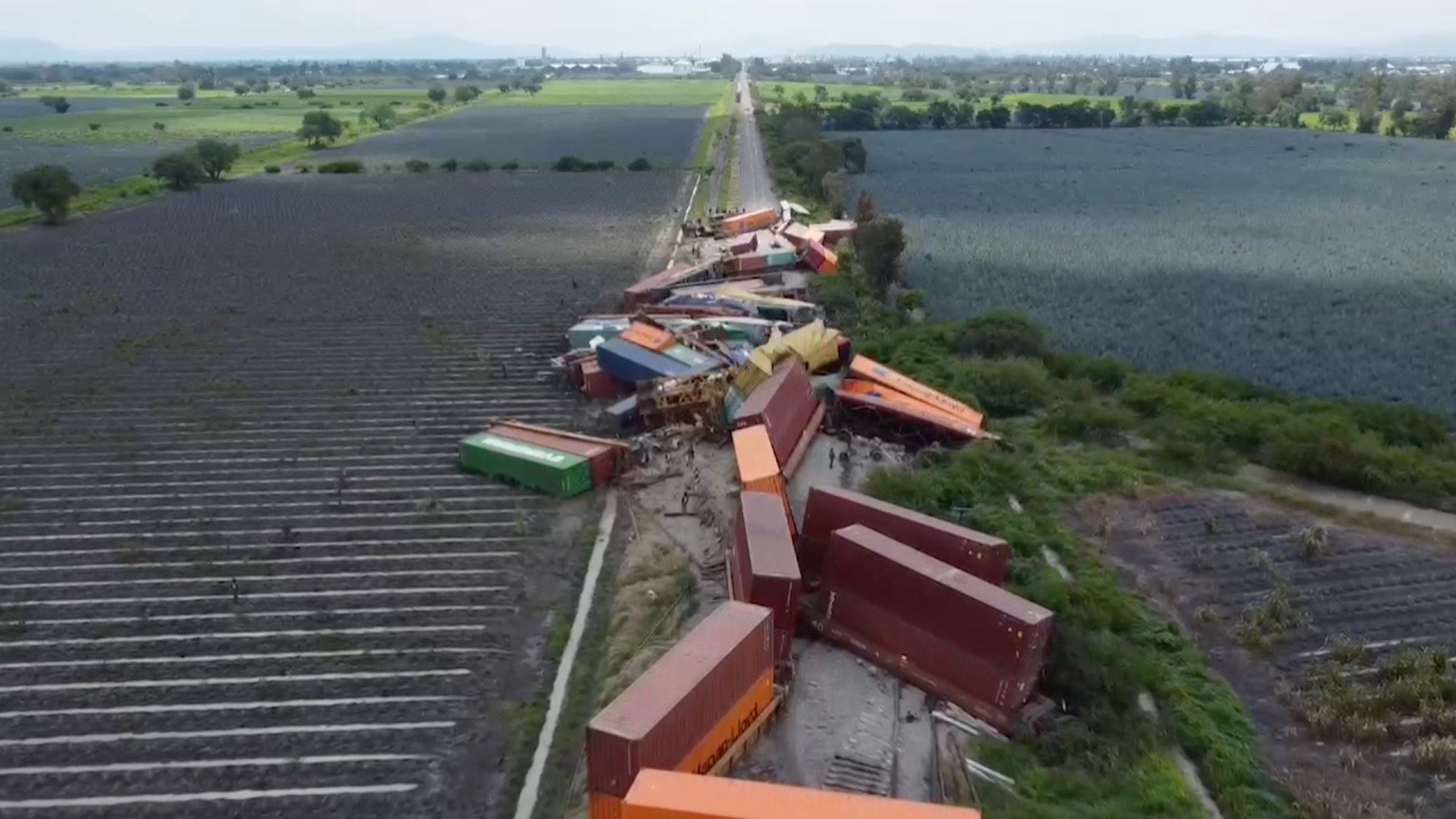 Descarrila Tren con Más de 50 Contenedores en La Barca, Jalisco