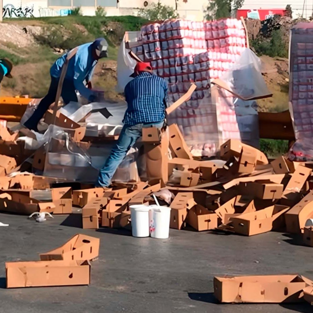 Accidente de Tráiler Provoca Rapiña de Productos Lácteos en La Laguna