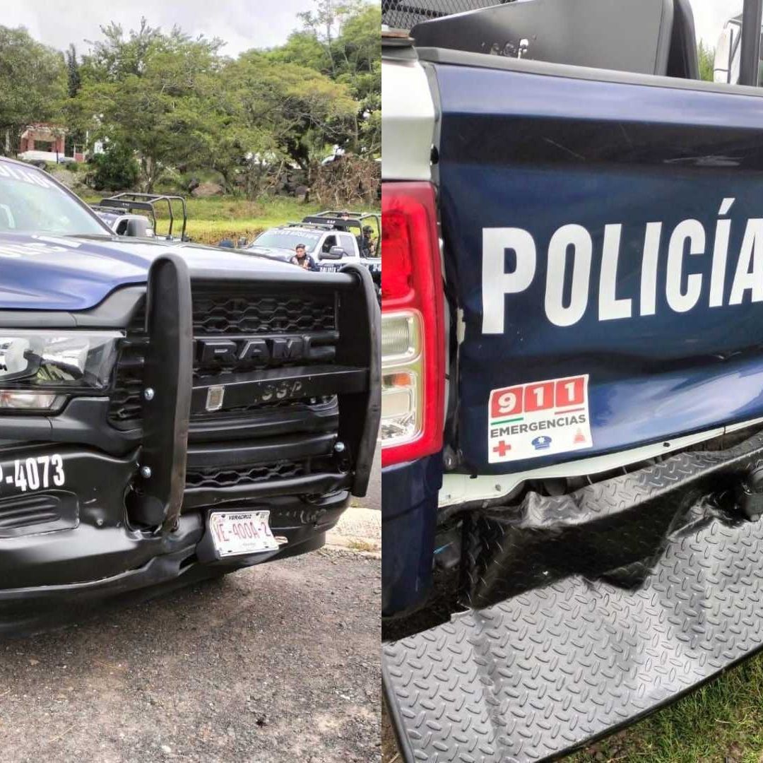 Tres de las nuevas patrullas de la Secretaría de Seguridad Pública a las recién que les habían dado el banderazo de salida chocaron entre sí.