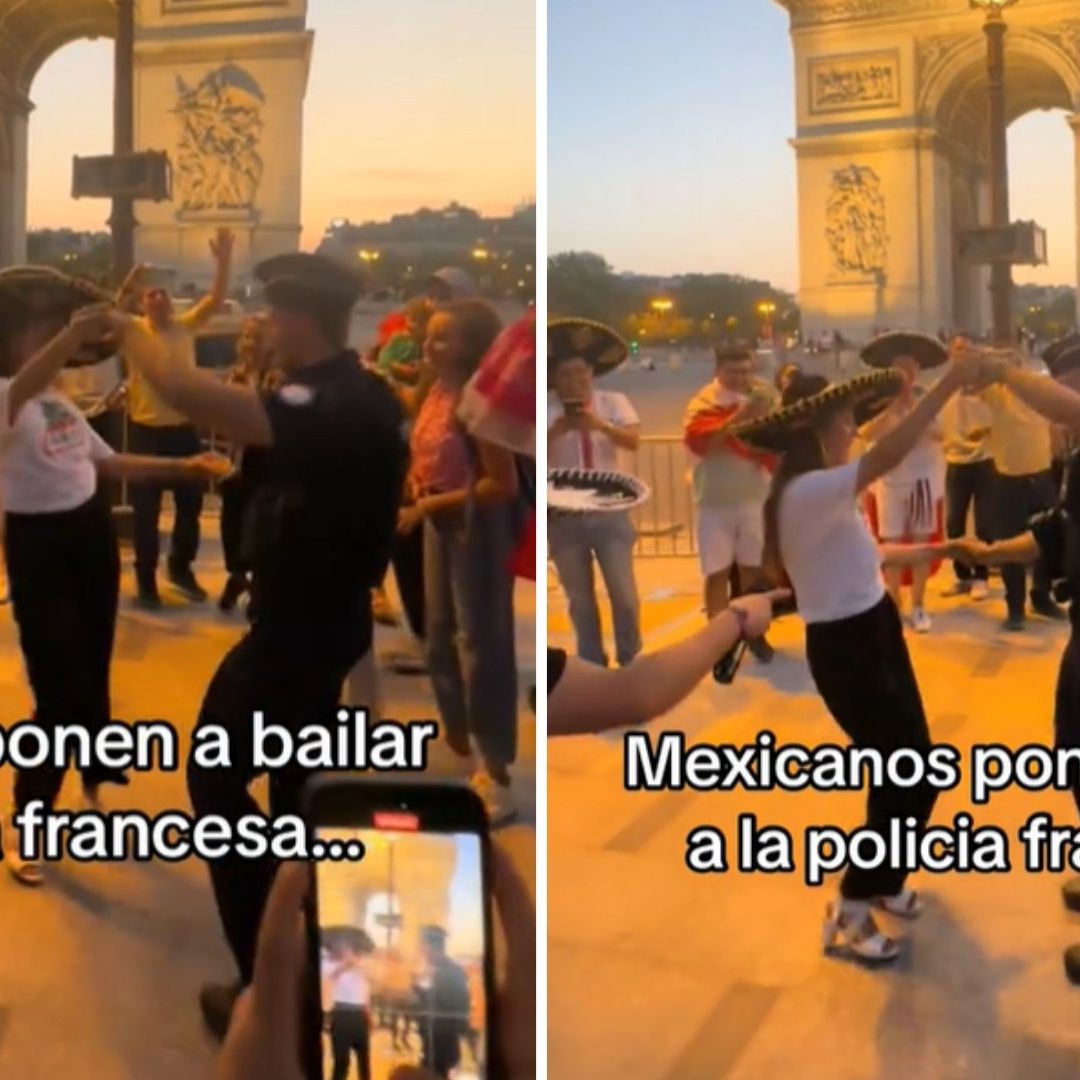 Mexicanos bailan con policías franceses en París
