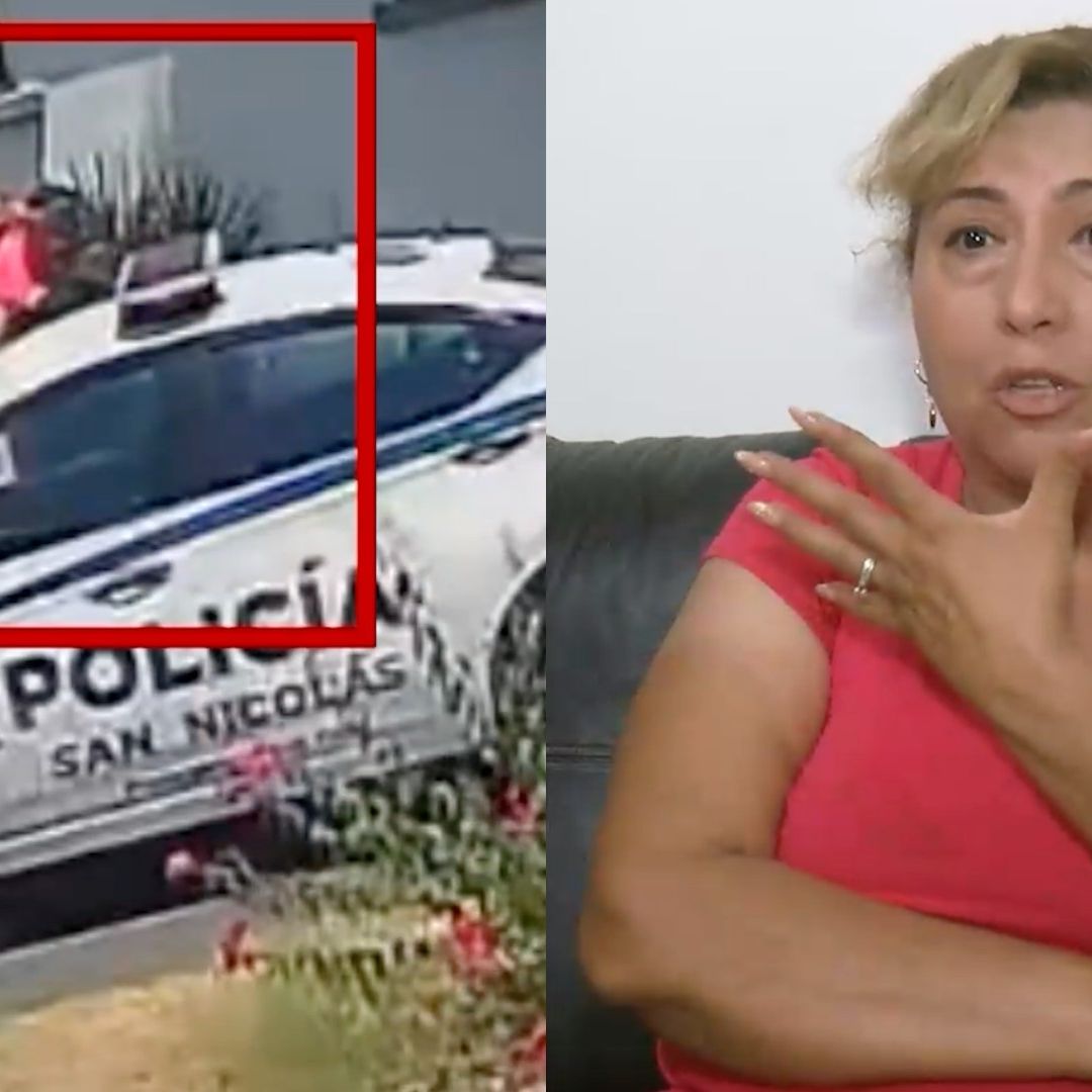 Cámaras de seguridad graban momento en el que policía de San Nicolás salva a la señora Patricia