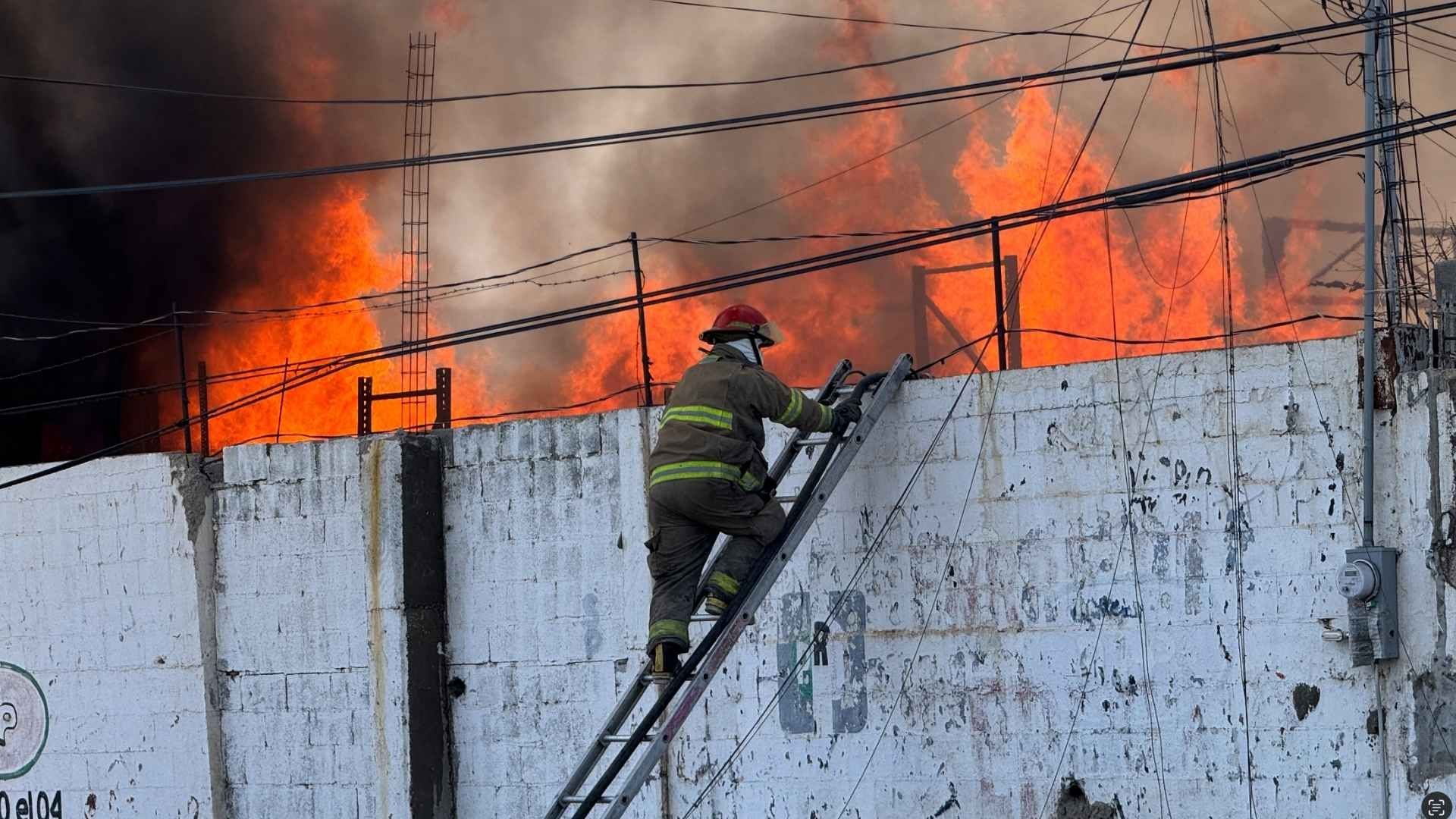 Incendio Consume Tarimera en la Colonia El Granjero de Ciudad Juárez