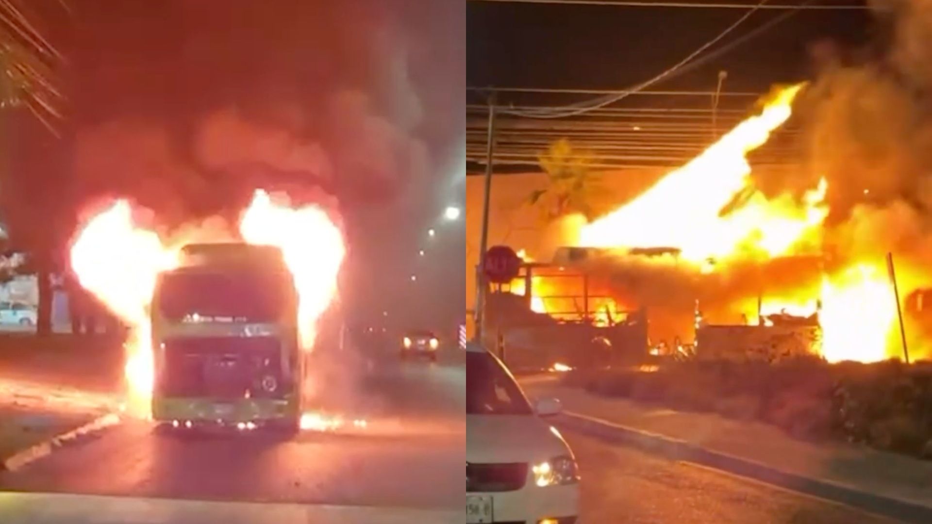 Incendio de camión ruta 203 en Nuevo León