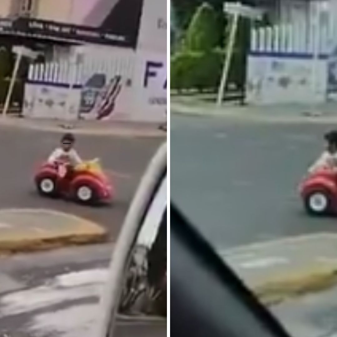 Video: Captan a Niño en Carrito de Juguete en Pleno Tráfico de Coacalco