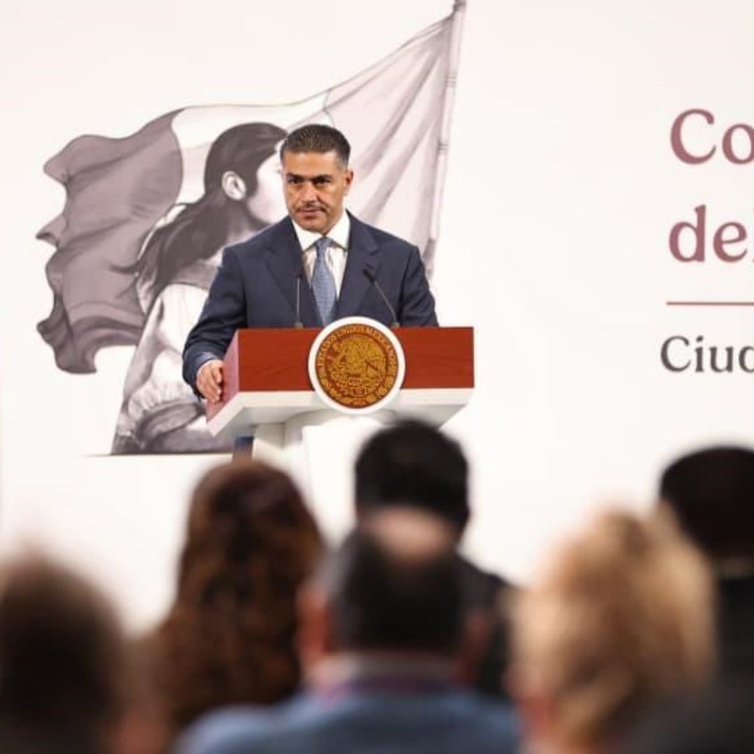 Omar García Harfuch en la conferencia mañanera de hoy, 12 de agosto de 2025