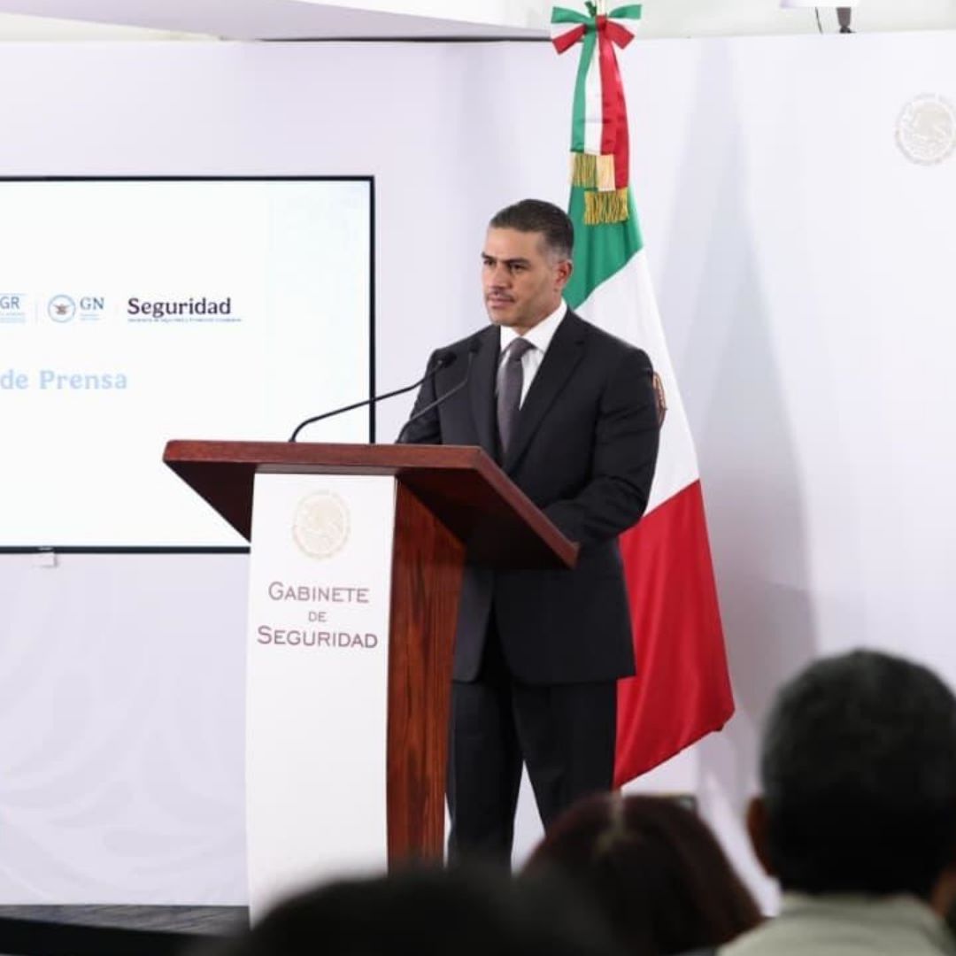 Omar García Harfuch en conferencia sobre dron de Estados Unidos
