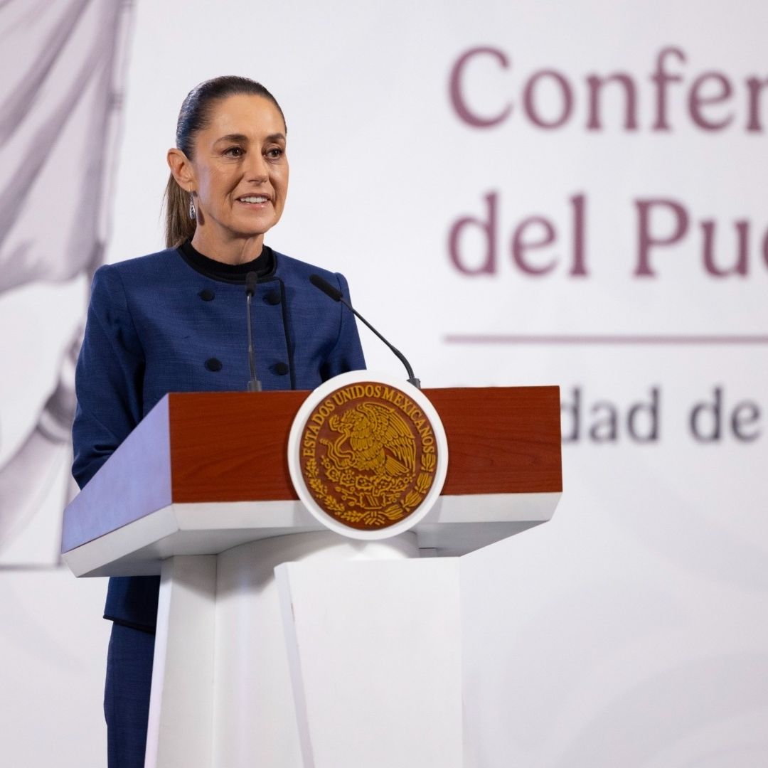 Sheinbaum habla durante conferencia de prensa