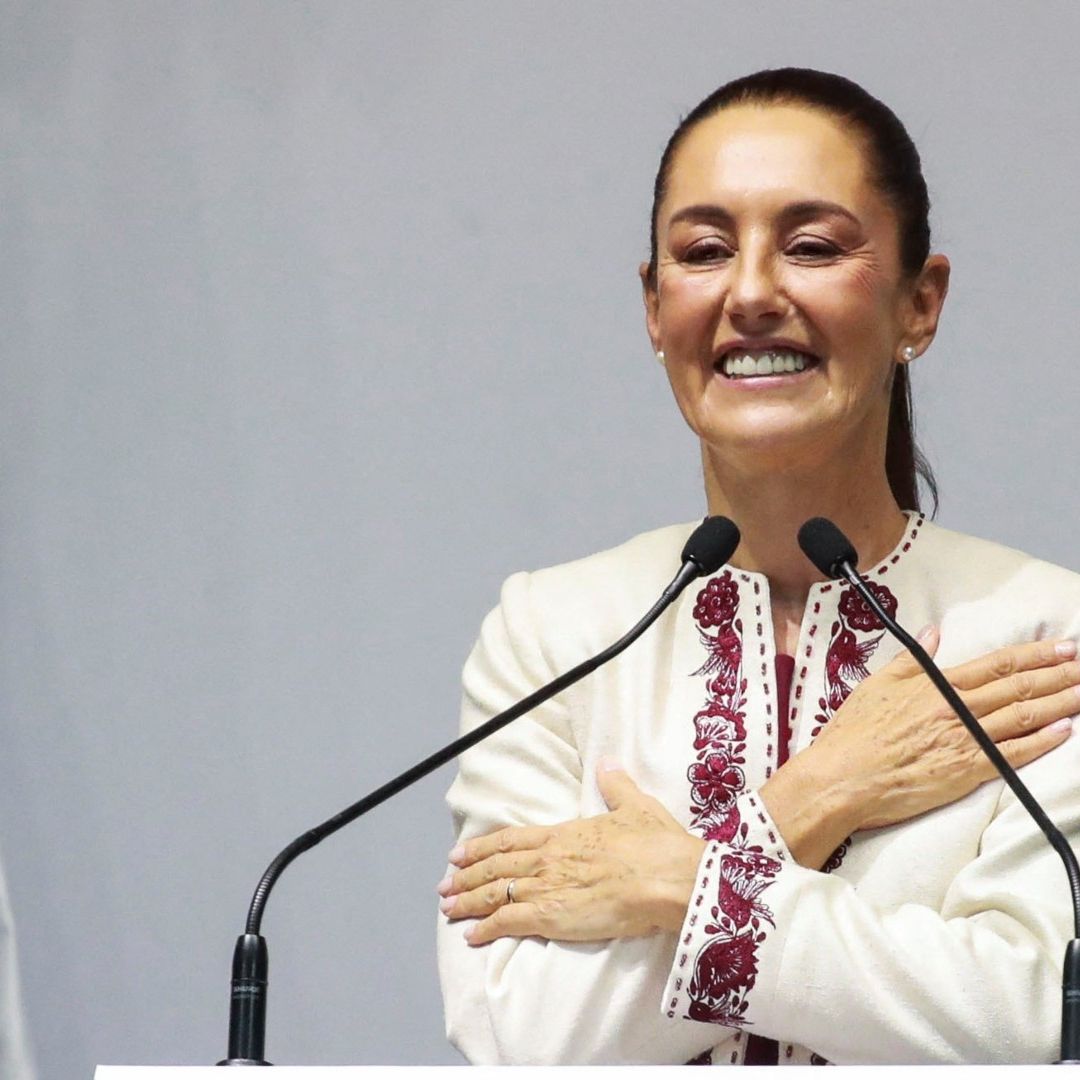 Claudia Sheinbaum, presidenta electa de México desde el Teatro Metropolitan.