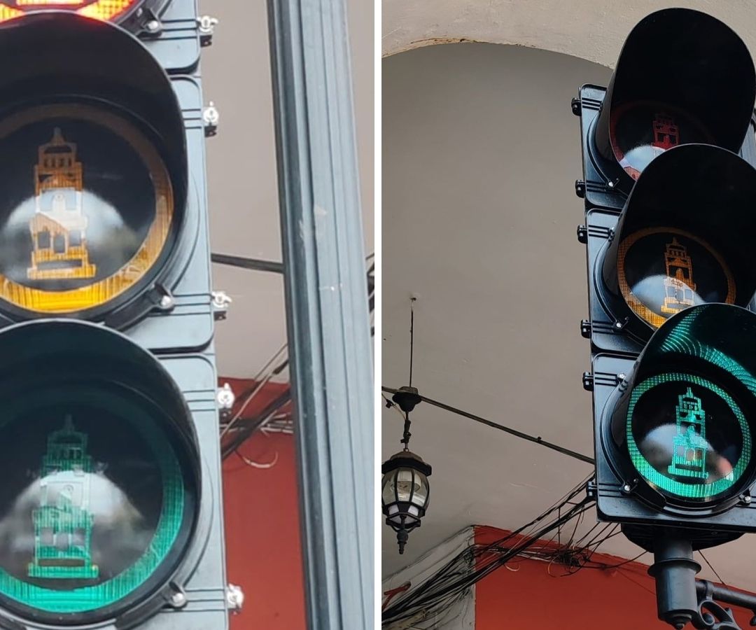Semáforos con Reloj Monumental de Pachuca Marcan el Alto, Precaución y Siga