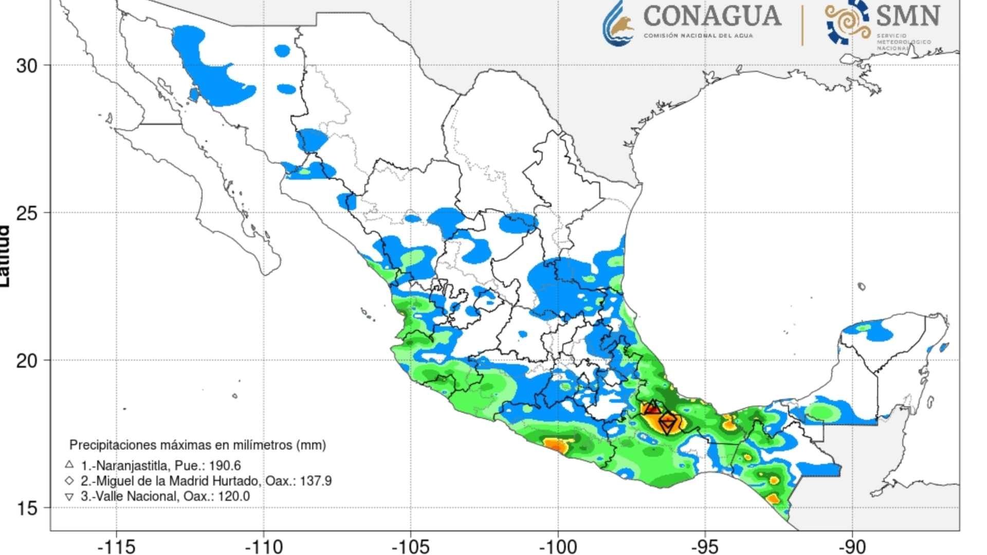 Chubascos y lluvias fuertes prevalecerán en el estado de Veracruz debido a la Onda Tropical Número 22