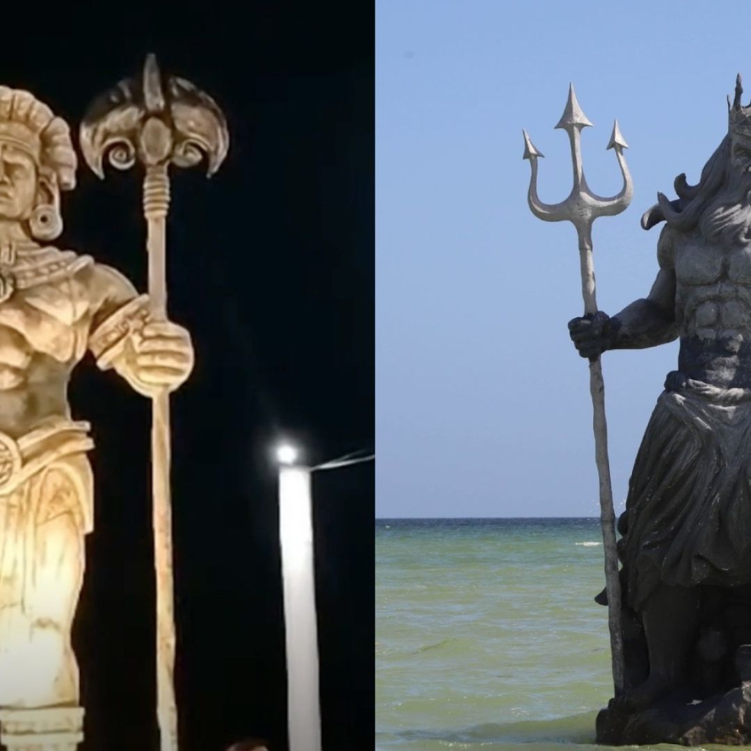 ¿Batalla entre Dioses? Develan Estatua de Chaac en Yucatán, tras Polémica con la de Poseidón