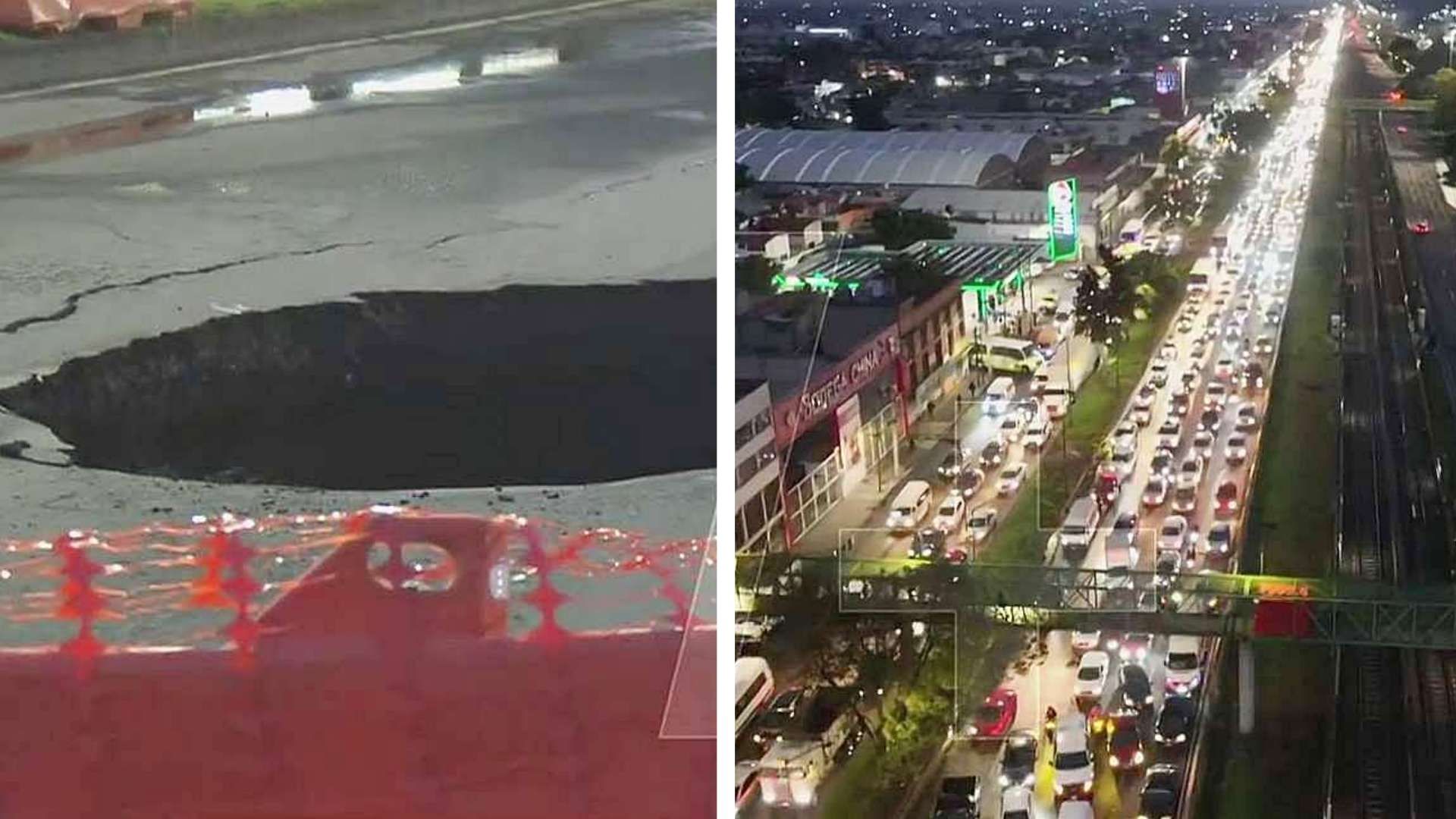 Enormes filas de autos ante cierre por megasocavón en calzada Ignacio Zaragoza