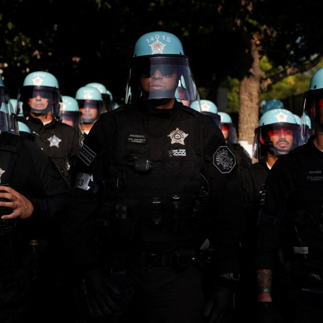 Agentes de la Policía de Chicago vigilan las inmediaciones de la Convención Nacional Demócrata. Foto: Reuters