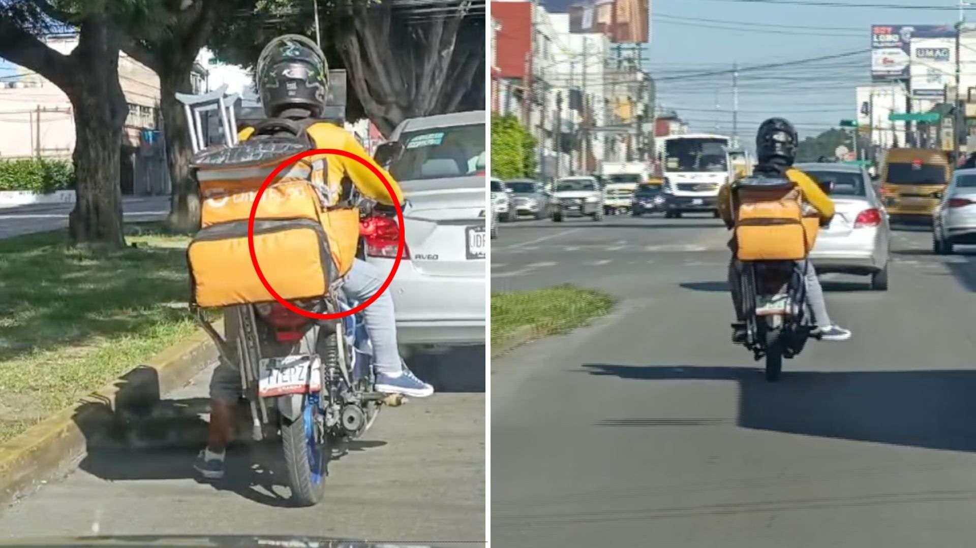 Video: Repartidor con Pierna Enyesada y Muletas Conduce Motocicleta en Puebla