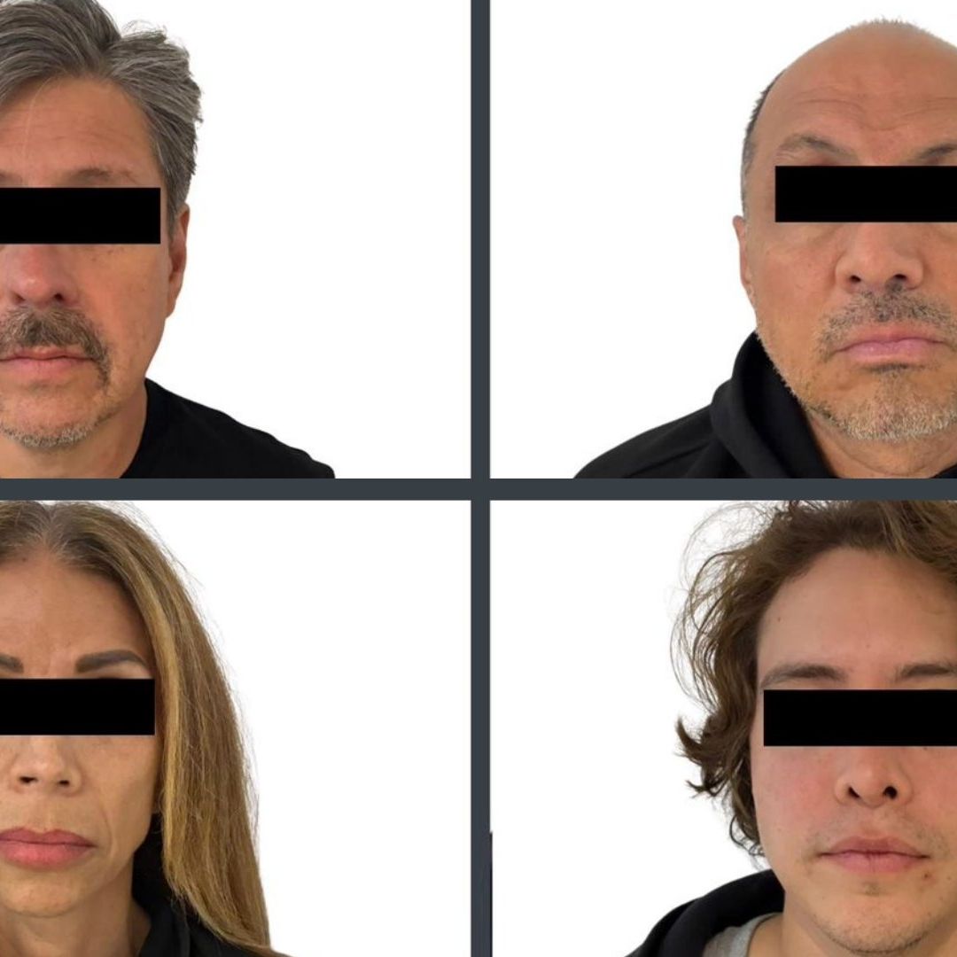 Alejandro “N” (esquina superior izquierda) y las otras tres personas acusadas de agresión en Edomex