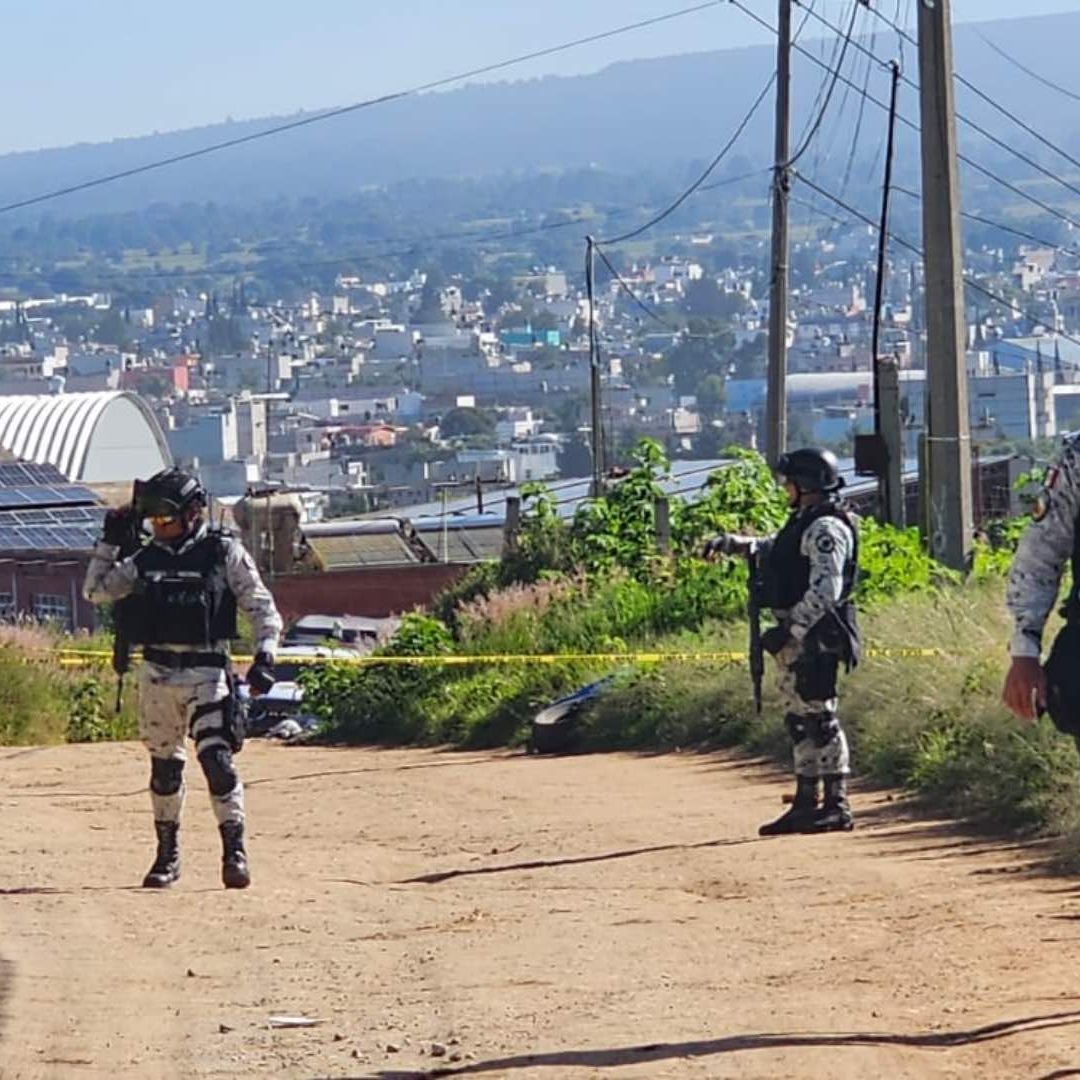 Policías Resguardan Cadáver en san Pablo del Monte, Tlaxcala. Foto: Genaro Zepeda | N+