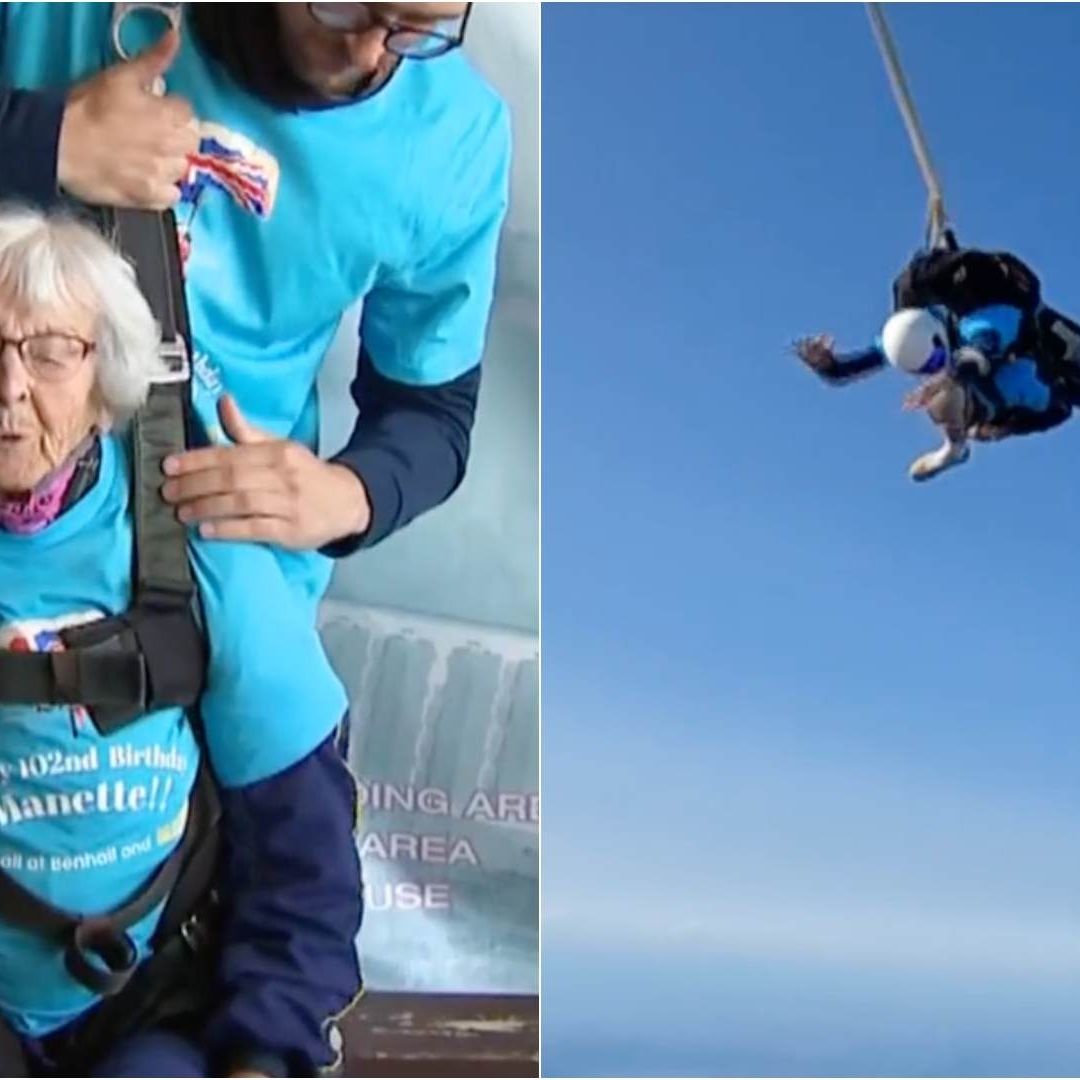 Abuelita salta en paracaídas