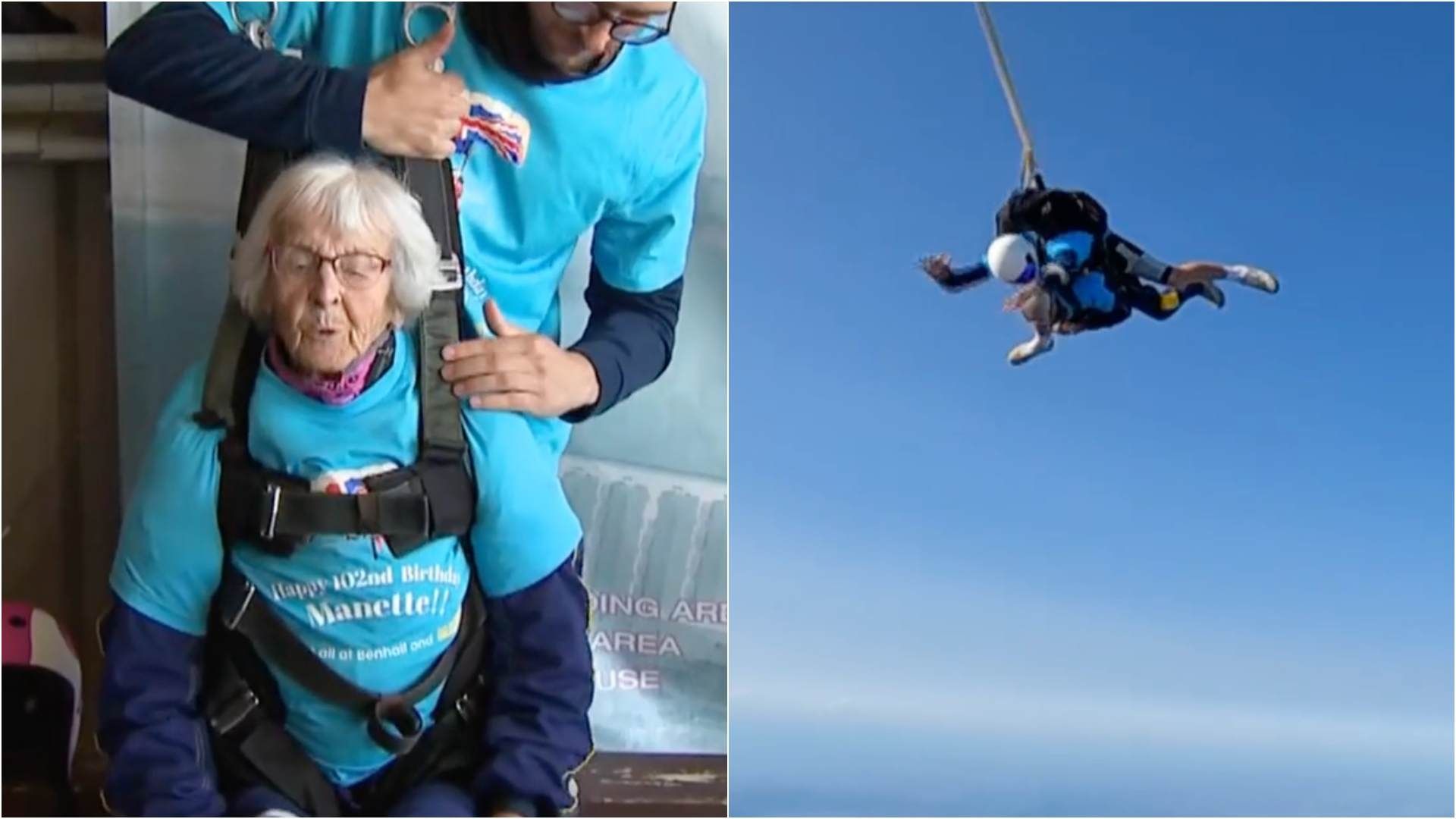 Abuelita salta en paracaídas