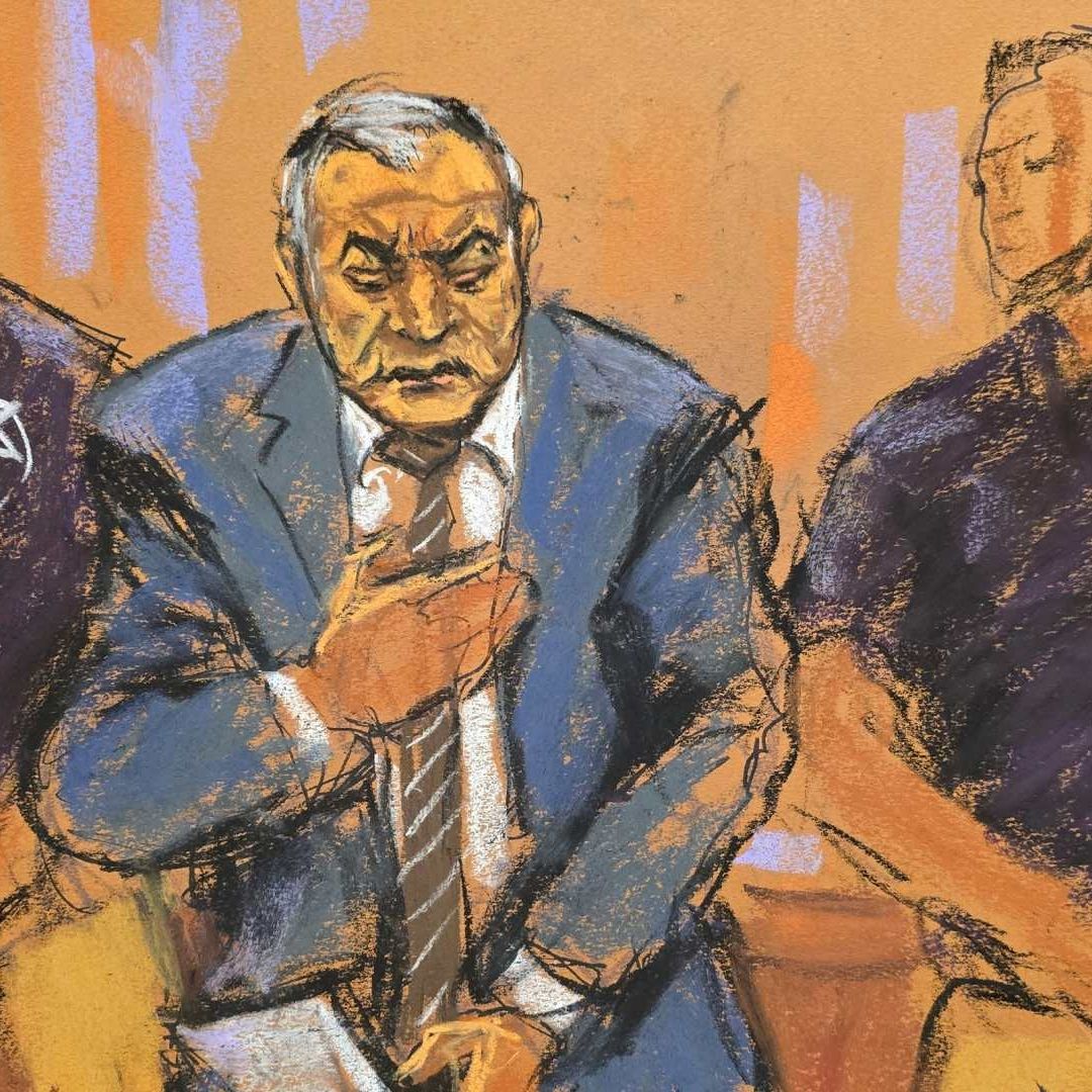 Ilustración de audiencia de Genaro García Luna en una Corte de Brooklyn, Nueva York