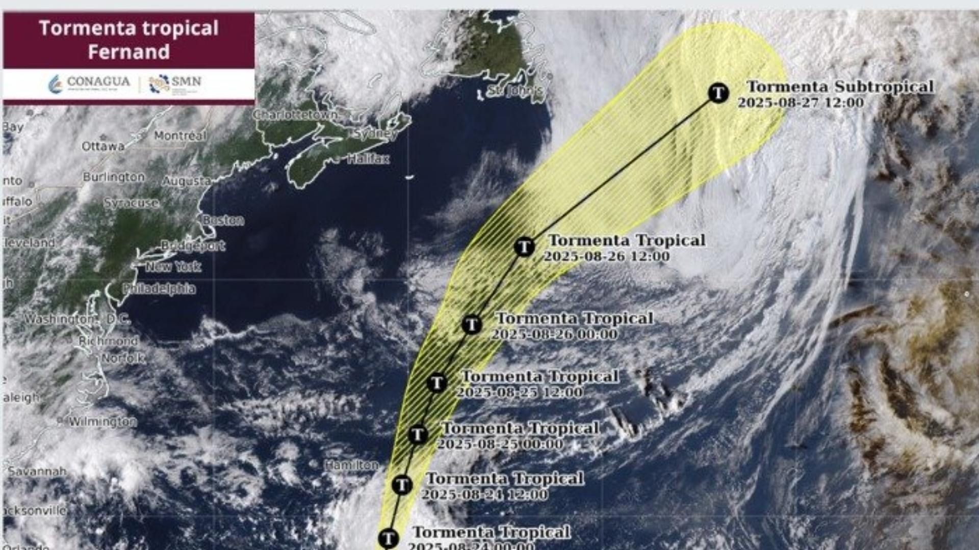 Las imágenes satelitales del GOES-19 muestran la estructura definida de la tormenta tropical.