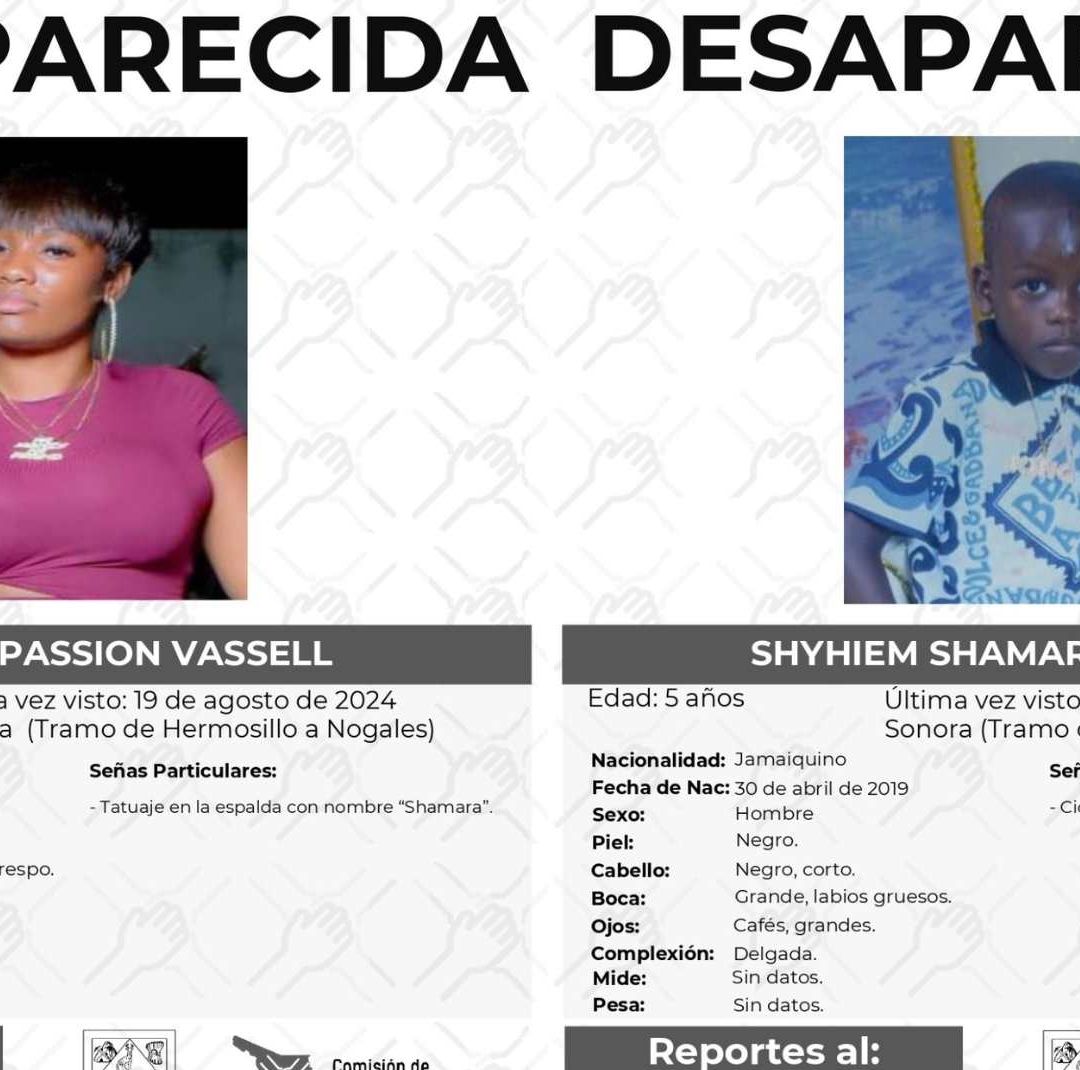 Mujer y Niño Jamaiquino Desaparecen en Tramo Carretero Hermosillo-Nogales