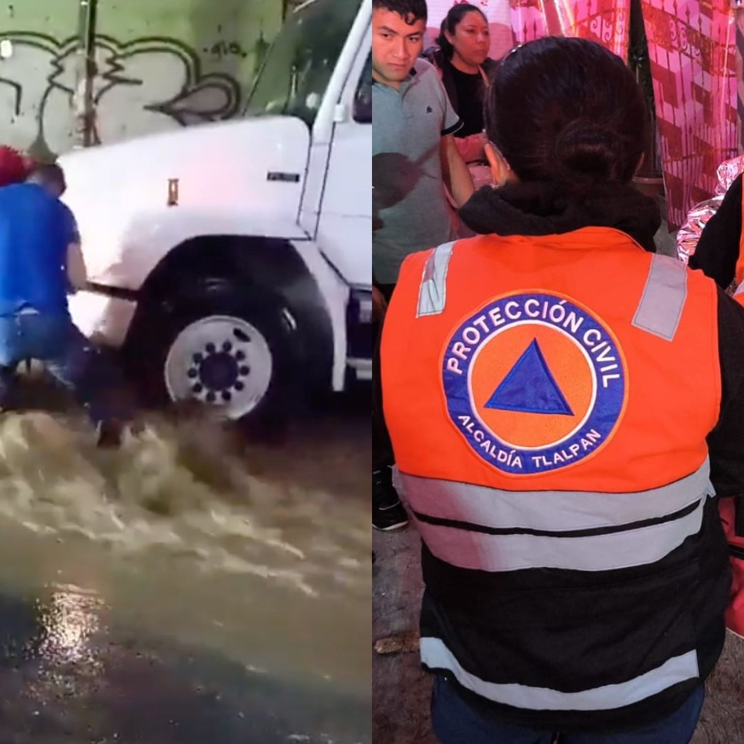Momento del rescate de una mujer arrastrada por corriente de agua
