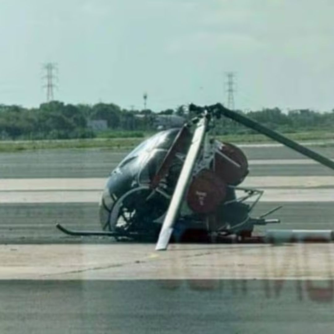 Helicóptero se Desploma en Aeropuerto Internacional de Ciudad del Carmen, Campeche