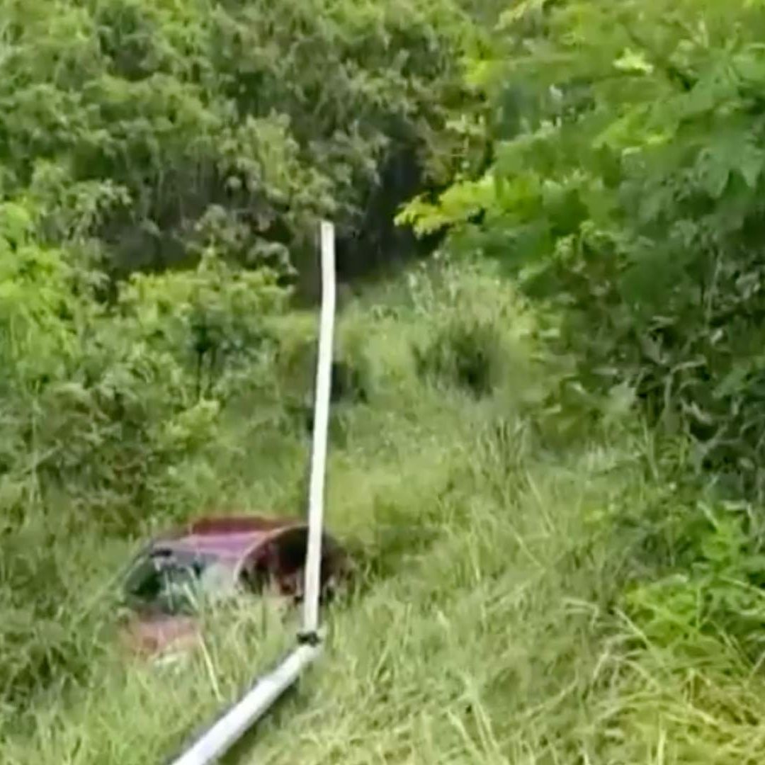 Cae auto a Rio Santa Catarina