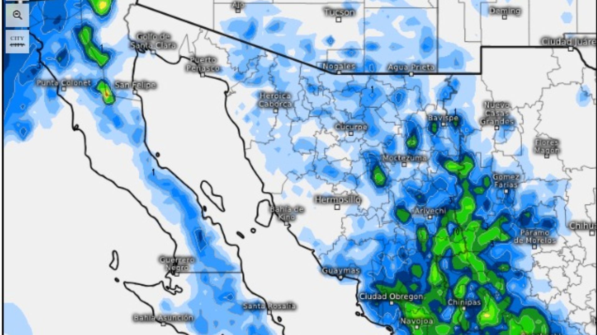 Pronóstico de Lluvias en Sonora Hoy 28 de Agosto