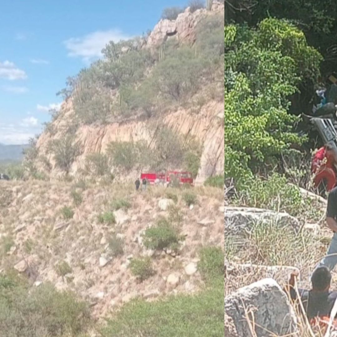 Rescatan a Madre e Hija al Caer en su Auto a Barranco en Carretera Ures - Mazocahui, en Sonora